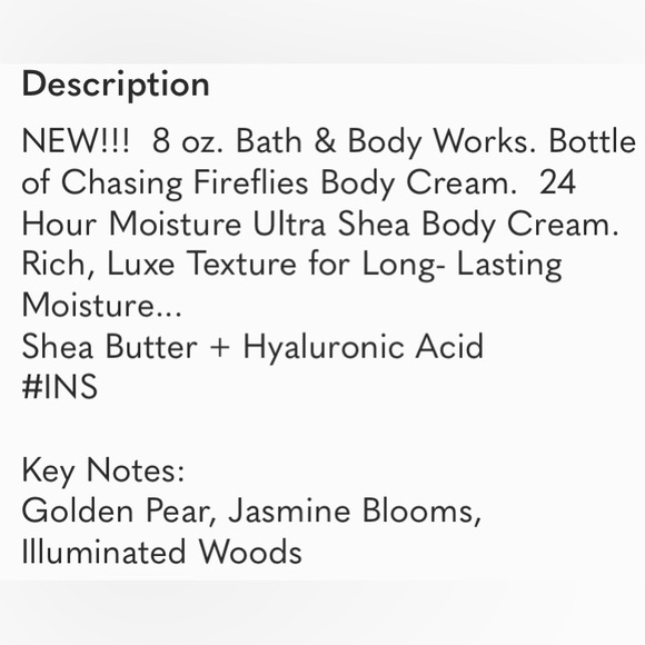 Bath & Body Works Chasing Fireflies Body Cream | 24 hour Hydration | NEW - Picture 7 of 7